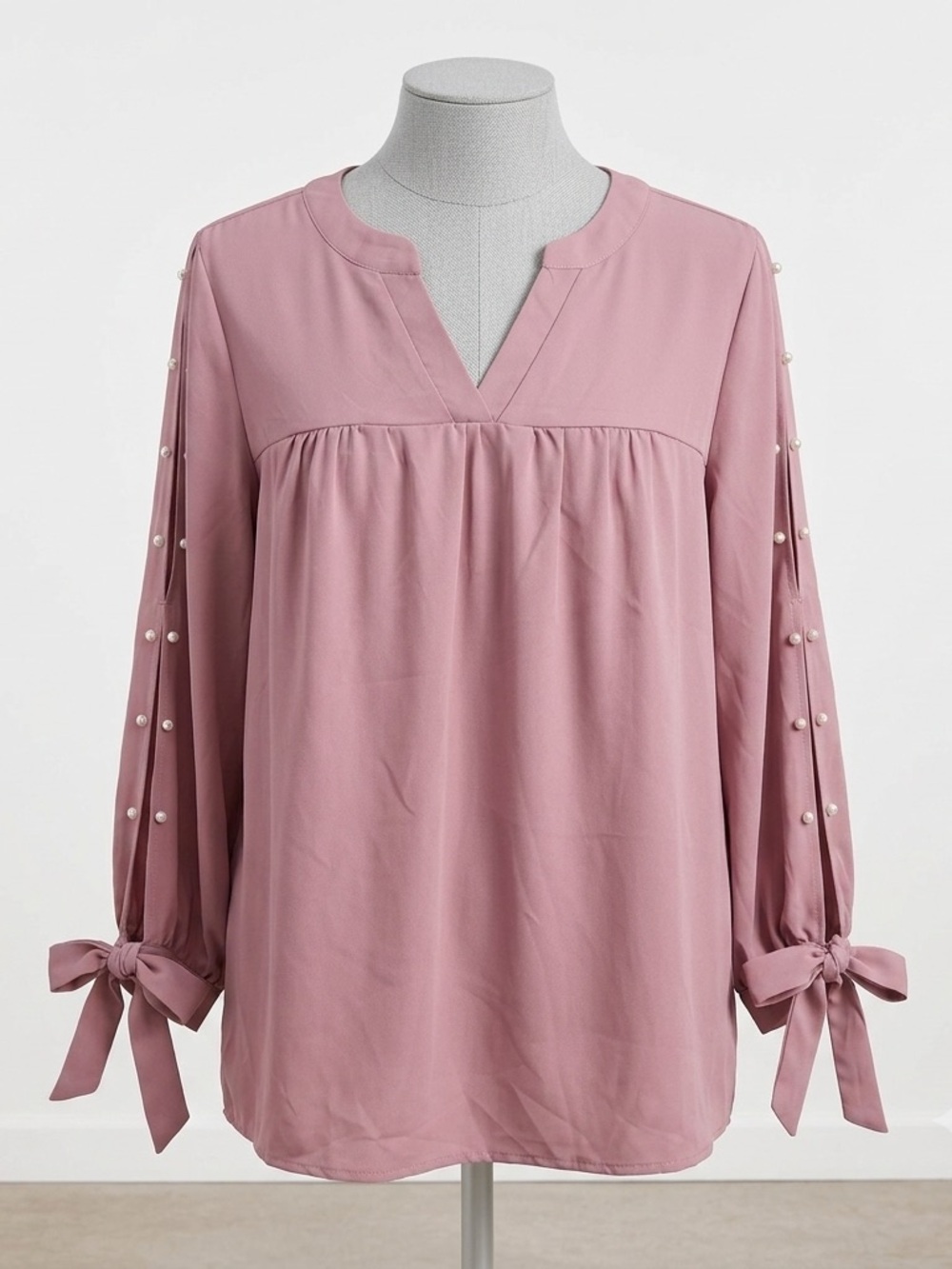 BloomChic Mauve Pink Pearl Detail Slit Sleeve Blouse 18/20 office chic date